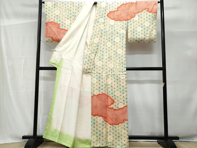 平和屋着物■訪問着 雲取り鹿の子文 正絹 逸品 CABG9740fb