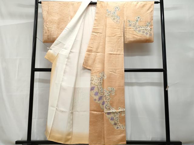 平和屋着物■訪問着 花唐草文 暈し染め 金彩 正絹 逸品 CABG9746fb