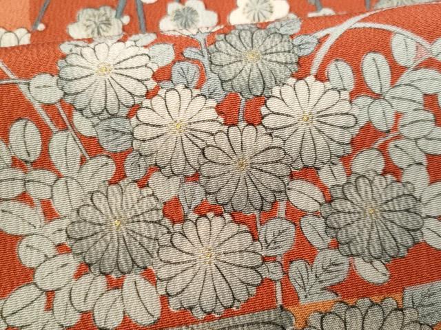 平和屋着物■上質な小紋 市松草花文 金彩 正絹 逸品 CABG9748fb