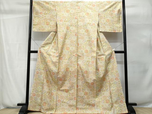 平和屋着物■上質な小紋 紬地 亀甲花文 正絹 逸品 CABG9775fb