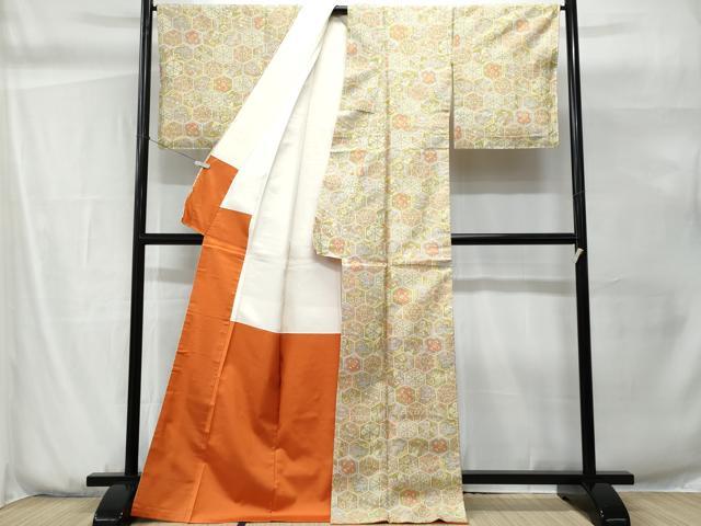 平和屋着物■上質な小紋 紬地 亀甲花文 正絹 逸品 CABG9775fb