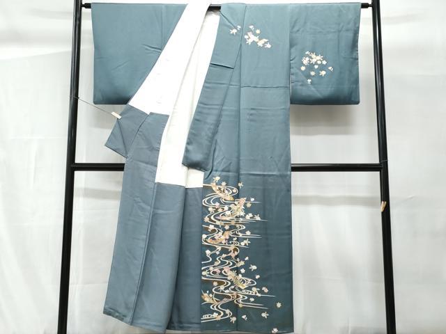 平和屋着物■訪問着 流水短冊花文 金彩 正絹 逸品 CABG9802fb