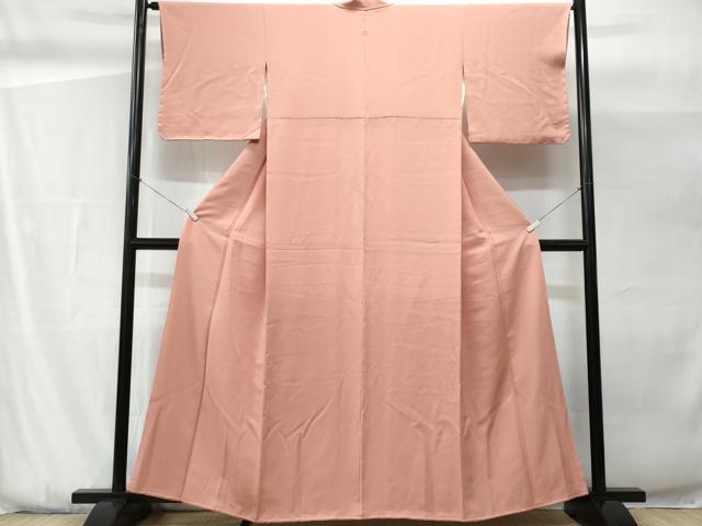 平和屋着物■上質な色無地 珊瑚色 正絹 逸品 未使用 CABG9826fb
