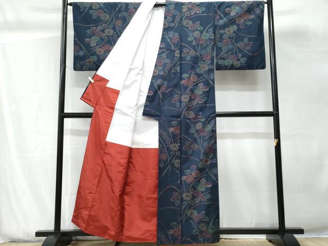 平和屋着物■上質な紬 草花文 正絹 逸品 CABG9833fb
