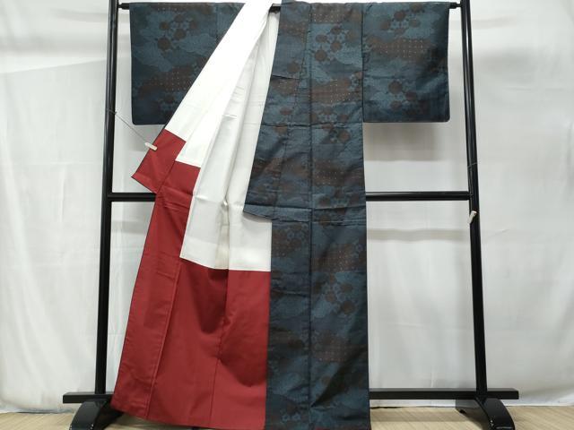 平和屋着物■上質な紬 道長花文 正絹 逸品 CABG9846fb