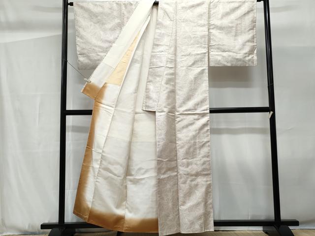 平和屋着物■上質な紬 麻の葉文様 正絹 逸品 CABG9866fb