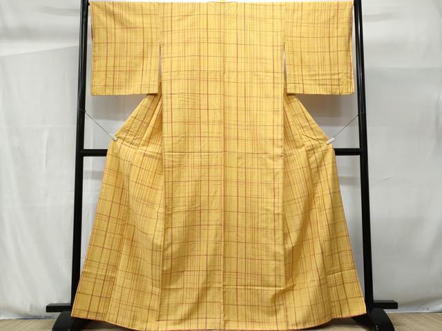 平和屋着物■上質な紬 格子柄 正絹 逸品 CABG9867fb