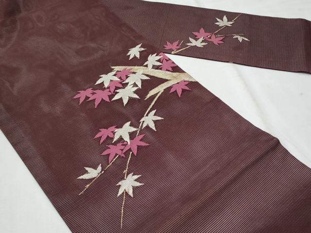 平和屋着物*夏物 九寸名古屋帯 枝楓文 金銀糸 正絹 逸品 CABG9888fb