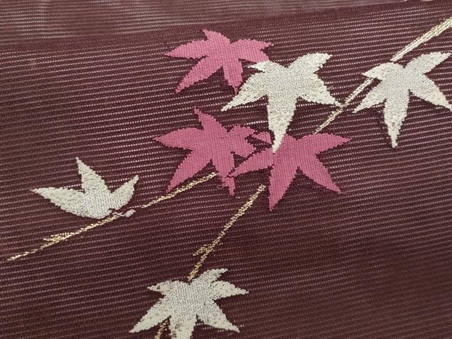 平和屋着物*夏物 九寸名古屋帯 枝楓文 金銀糸 正絹 逸品 CABG9888fb