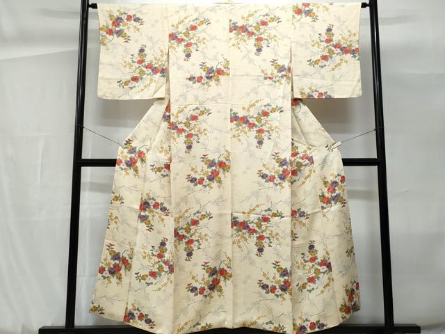 平和屋着物■上質な小紋 立波枝花文 正絹 逸品 CABG9925fb