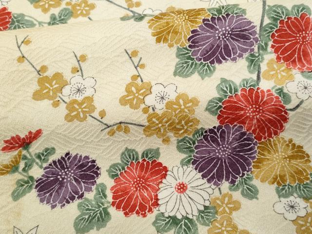 平和屋着物■上質な小紋 立波枝花文 正絹 逸品 CABG9925fb
