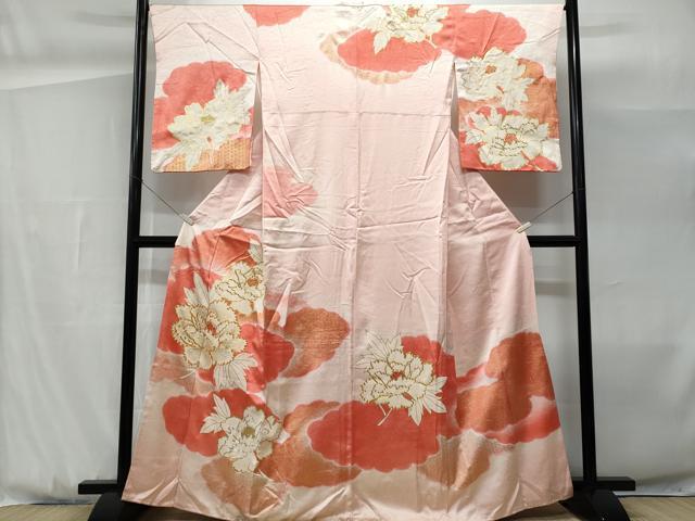 平和屋着物■訪問着 駒刺繍 雲重ね牡丹文 暈し染め 金彩 正絹 逸品 CABG9927fb