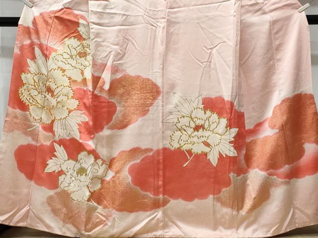 平和屋着物■訪問着 駒刺繍 雲重ね牡丹文 暈し染め 金彩 正絹 逸品 CABG9927fb