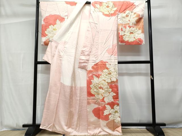 平和屋着物■訪問着 駒刺繍 雲重ね牡丹文 暈し染め 金彩 正絹 逸品 CABG9927fb