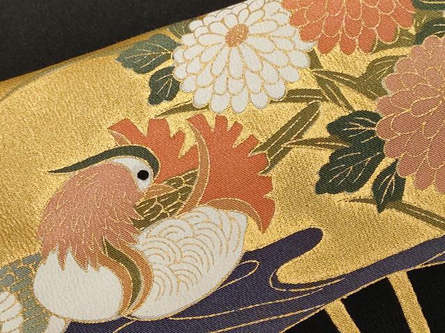 平和屋着物■豪華黒留袖 駒刺繍 孔雀鴛鴦扇面花文 金彩 正絹 逸品 CABH0002ev