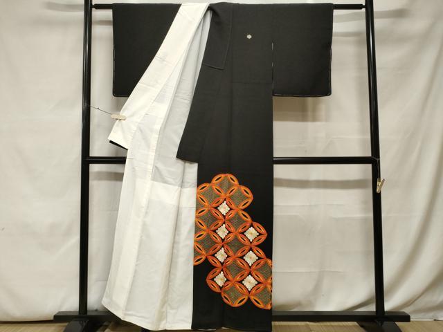 平和屋着物■豪華黒留袖 駒刺繍 七宝青海波花文 金彩 正絹 逸品 CABH0006ev
