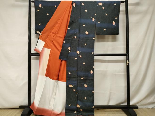 平和屋着物■小紋 舞葉文 洗える着物 CABH0021ev
