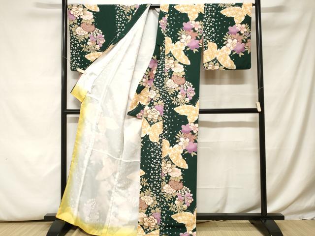 平和屋着物■H・L(アッシュエル) HENRI-LUC CHAPUIS 小紋 舞桜花蝶文 正絹 逸品 未使用 CABH0026ev