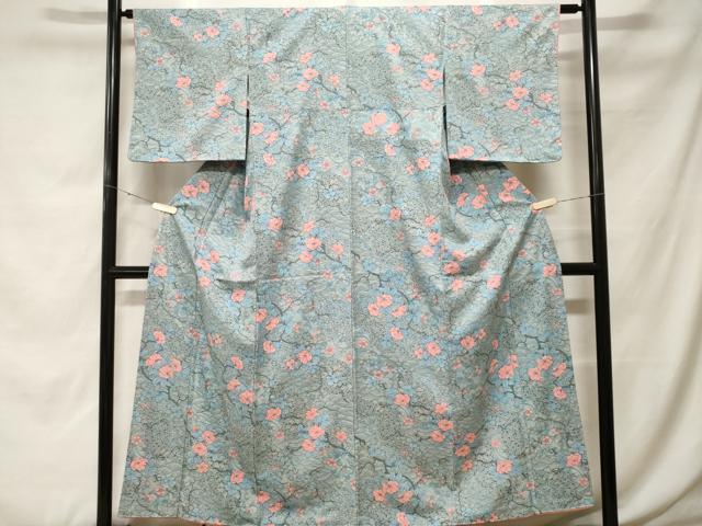 平和屋着物■小紋 枝花文 洗える着物 CABH0036ev