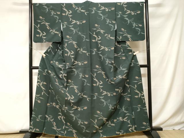 平和屋着物■小紋 枝葉文 洗える着物 CABH0041ev