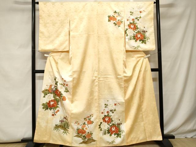 平和屋着物■訪問着 駒刺繍 鳳凰枝花文 暈し染め 金彩 洗える着物 CABH0042ev