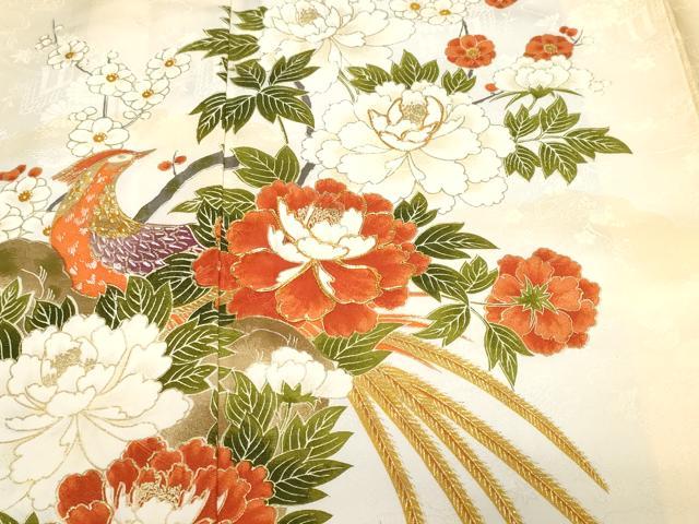 平和屋着物■訪問着 駒刺繍 鳳凰枝花文 暈し染め 金彩 洗える着物 CABH0042ev