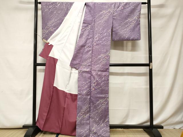 平和屋着物■小紋 枝葉文 洗える着物 CABH0048ev