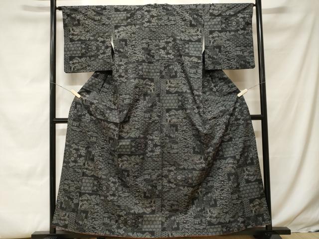 平和屋着物■本場大島紬 7マルキ 色紙重ね風景文 正絹 逸品 CABH0098ev