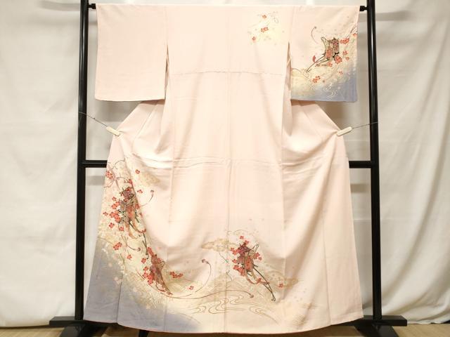 平和屋着物■訪問着 御召縮緬 籬流水御所車文 暈し染め 金彩 正絹 逸品 CABH0103ev