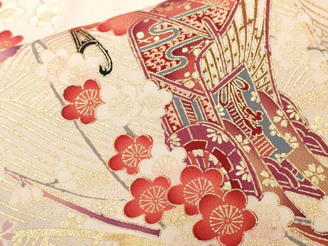 平和屋着物■訪問着 御召縮緬 籬流水御所車文 暈し染め 金彩 正絹 逸品 CABH0103ev