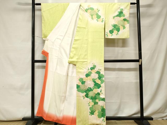 平和屋着物■訪問着 乱菊文 草花文 暈し染め 金彩 正絹 逸品 CABH0108ev
