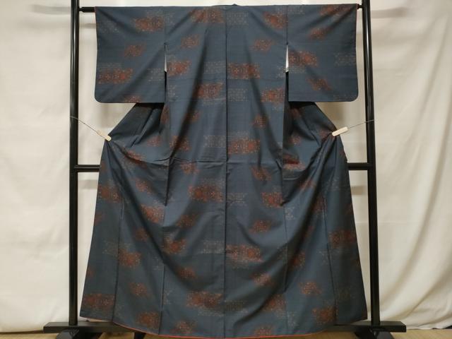 平和屋着物■本場大島紬 9マルキ 幾何学花文 正絹 逸品 CABH0114ev