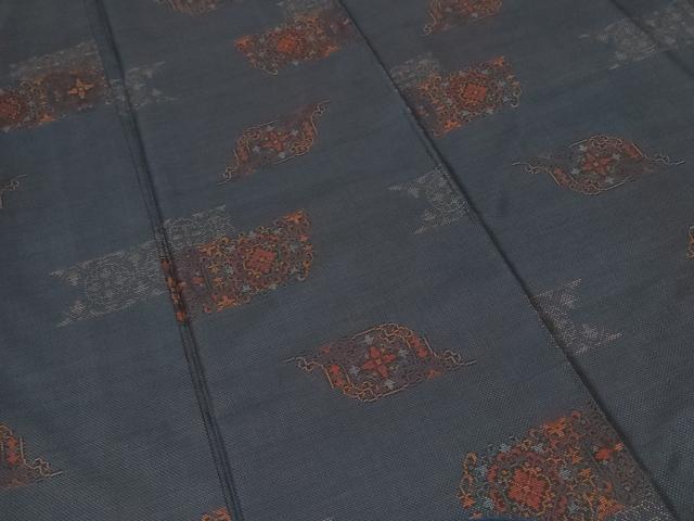 平和屋着物■本場大島紬 9マルキ 幾何学花文 正絹 逸品 CABH0114ev