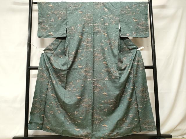 平和屋着物■小紋 風景文 洗える着物 未使用 CABH0122ev