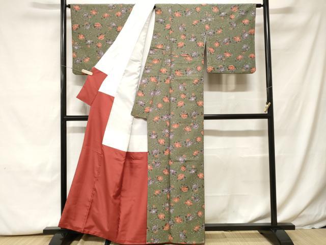 平和屋着物■小紋 椿文 洗える着物 CABH0127ev