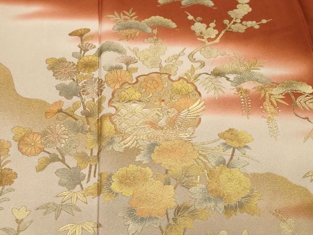 平和屋着物■訪問着 松竹梅雪輪飛鶴文 暈し染め 金彩 正絹 逸品 CABH0148ev