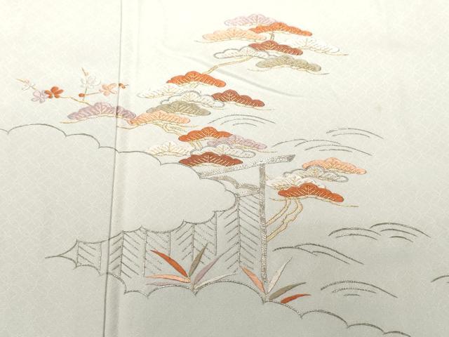 平和屋着物■訪問着 駒刺繍 雲取り松花文 暈し染め 正絹 逸品 CABH0158ev
