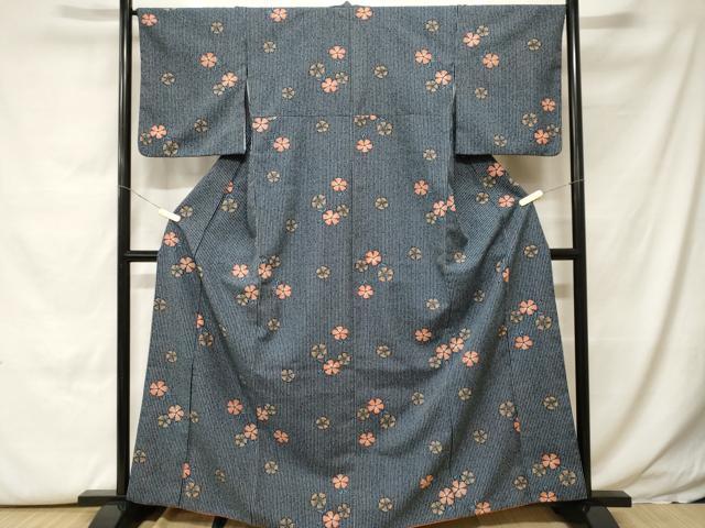 平和屋着物■小紋 舞桜文 洗える着物 CABH0171ev
