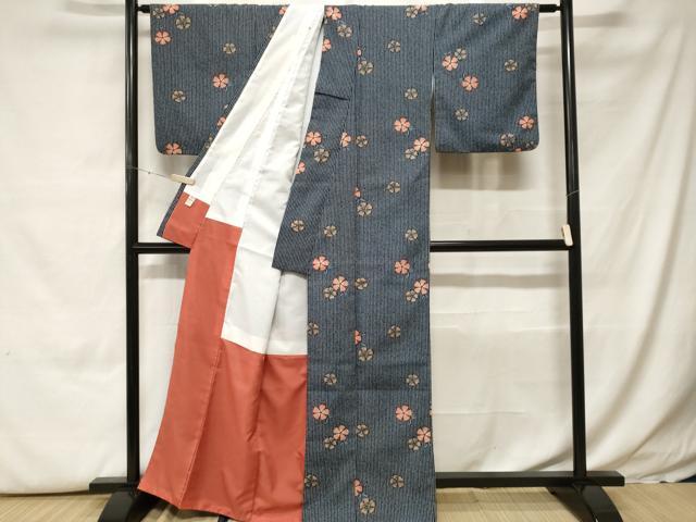 平和屋着物■小紋 舞桜文 洗える着物 CABH0171ev