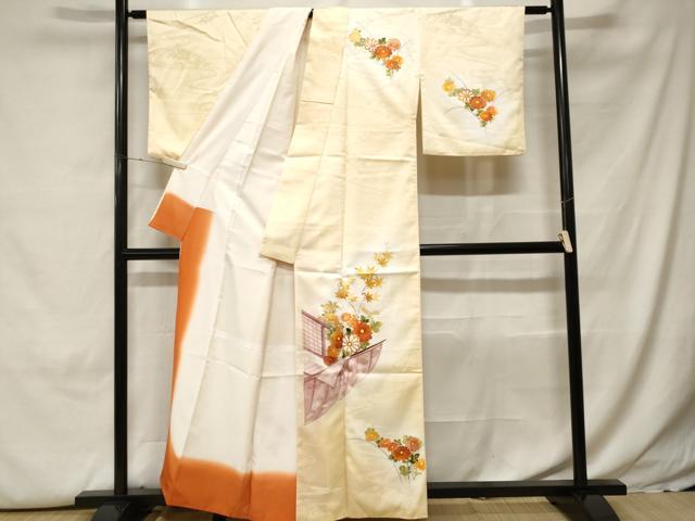 平和屋着物■訪問着 几帳枝花文 暈し染め 金彩 洗える着物 CABH0176ev