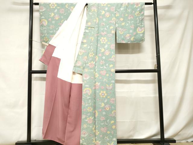 平和屋着物■上質な小紋 更紗枝花文 正絹 逸品 CABH0188ev