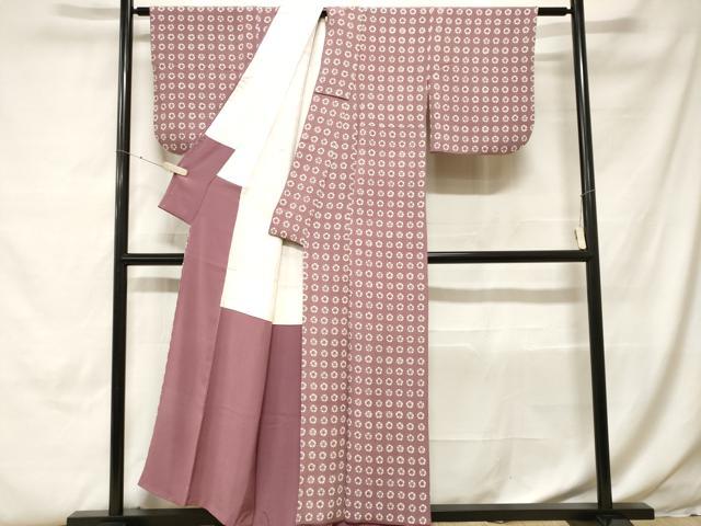 平和屋着物■上質な小紋 梅文 鬼しぼ縮緬 正絹 逸品 CABH0189ev