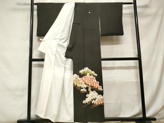 平和屋着物■豪華黒留袖 刺繍 枝松葉文 金銀彩 正絹 逸品 CABH0196ev