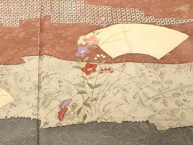 平和屋着物■訪問着 駒刺繍 地紙草花文 金彩 正絹 逸品 CABH0197ev
