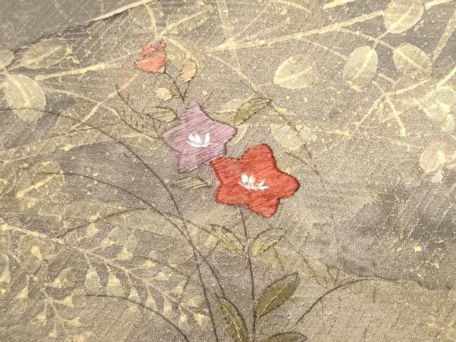 平和屋着物■訪問着 駒刺繍 地紙草花文 金彩 正絹 逸品 CABH0197ev