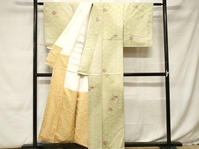 平和屋着物■上質な小紋 文箱舞花文 暈し染め 金銀彩 正絹 逸品 未使用 CABH0207ev