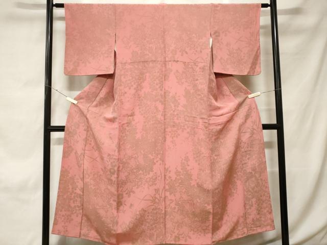 平和屋着物■上質な小紋 草花文 金通し地 正絹 逸品 CABH0208ev