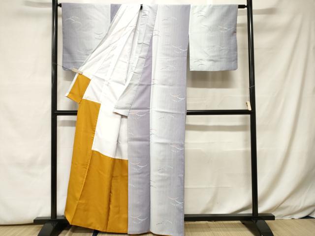 平和屋着物■小紋 縞 雪芝花文 洗える着物 CABH0229ev