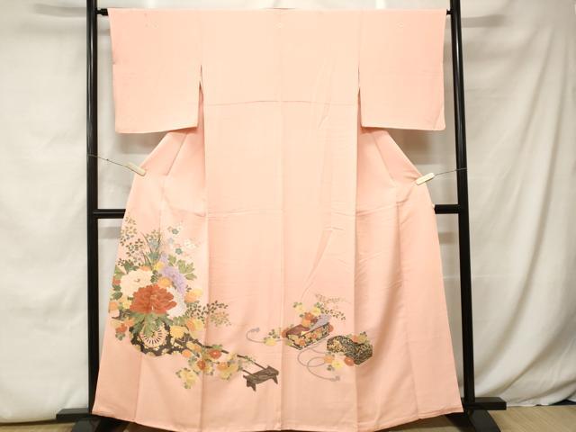 平和屋着物■豪華色留袖 刺繍 花車文 文箱草花文 金糸 正絹 逸品 CABH0268ev