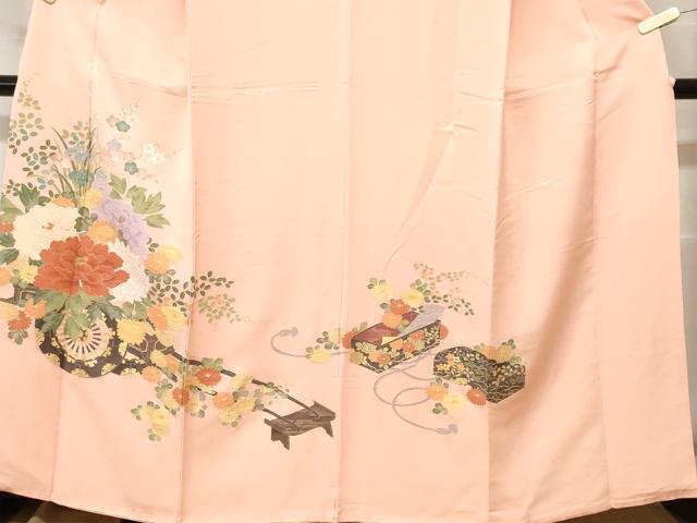 平和屋着物■豪華色留袖 刺繍 花車文 文箱草花文 金糸 正絹 逸品 CABH0268ev